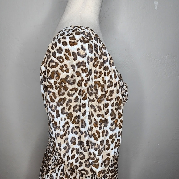 Faithful the Brand Ilaria Smocked Leopard Print Mini Dress Size‎ Large - Picture 9 of 16